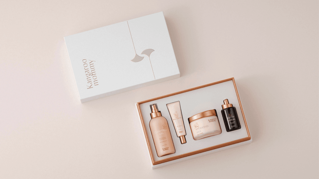 Moisture-resistant high gloss laminated board for high-end retail cosmetics boxes.