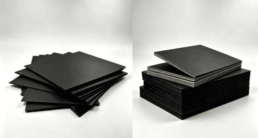 Black Paper Laminated Greyboard vs Solid Black Paperboard comparison for premium packaging materials