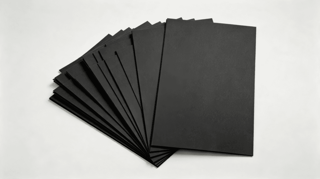 Black Paper Laminated Greyboard product structure showing black paper surface and greyboard core