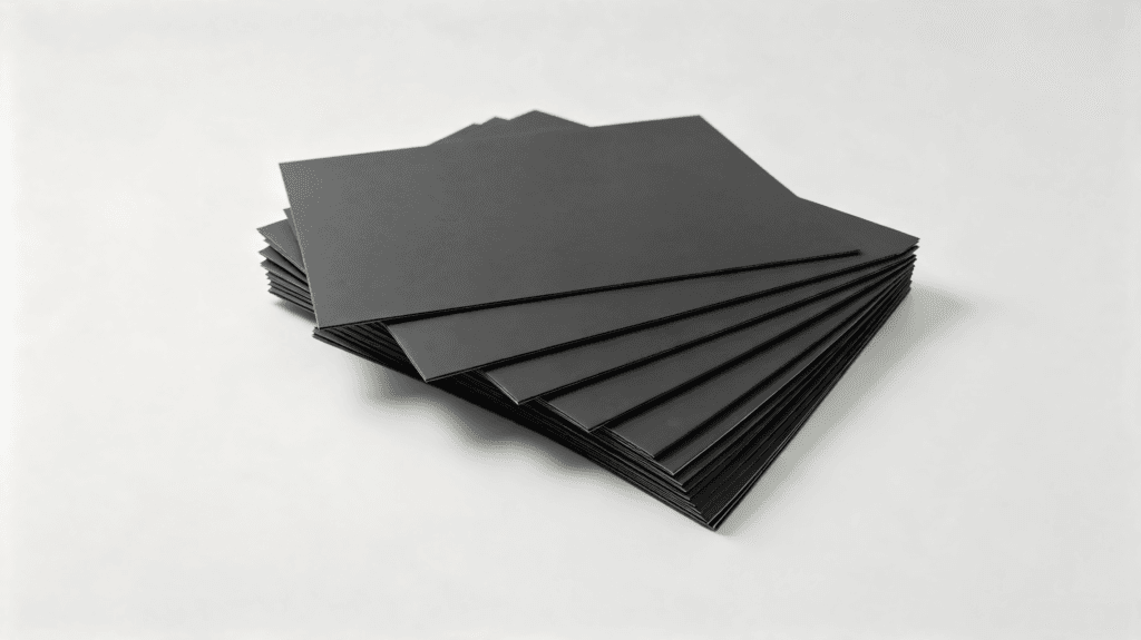 Black Paper Laminated Greyboard sheets stacked for premium rigid box packaging applications