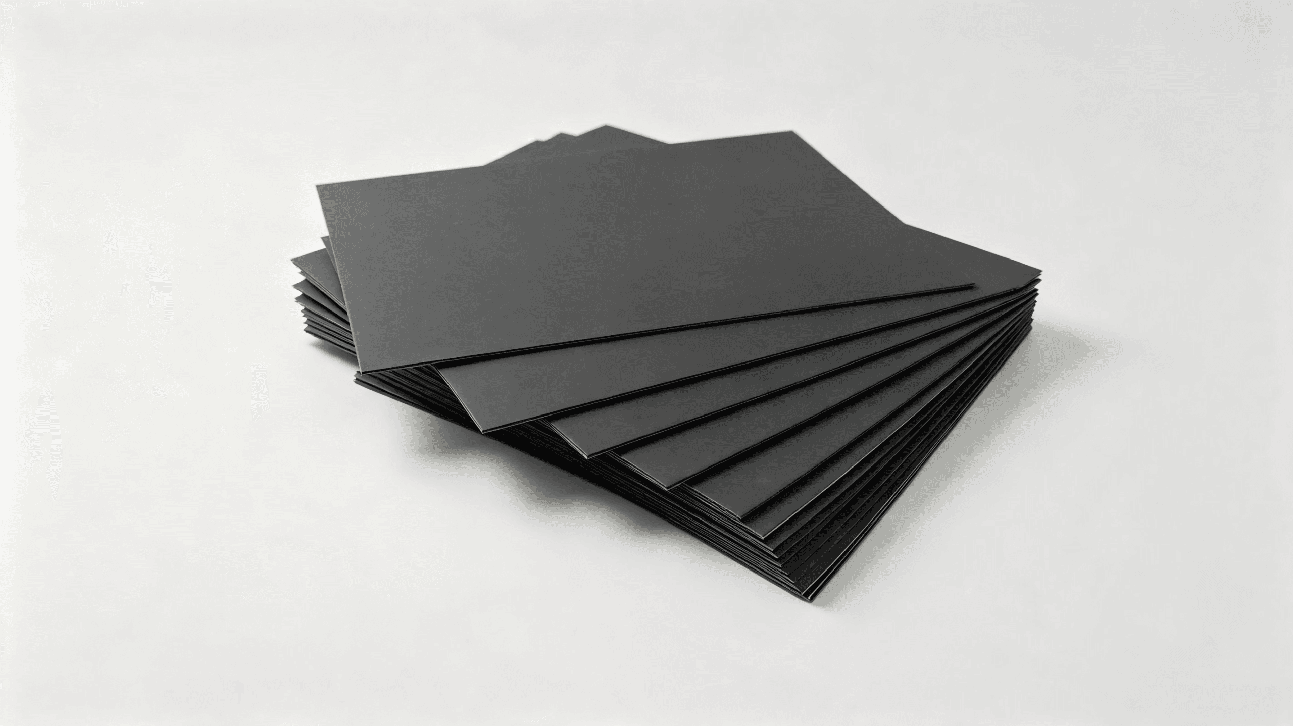Black Paper Laminated Greyboard sheets stacked for premium rigid box packaging applications