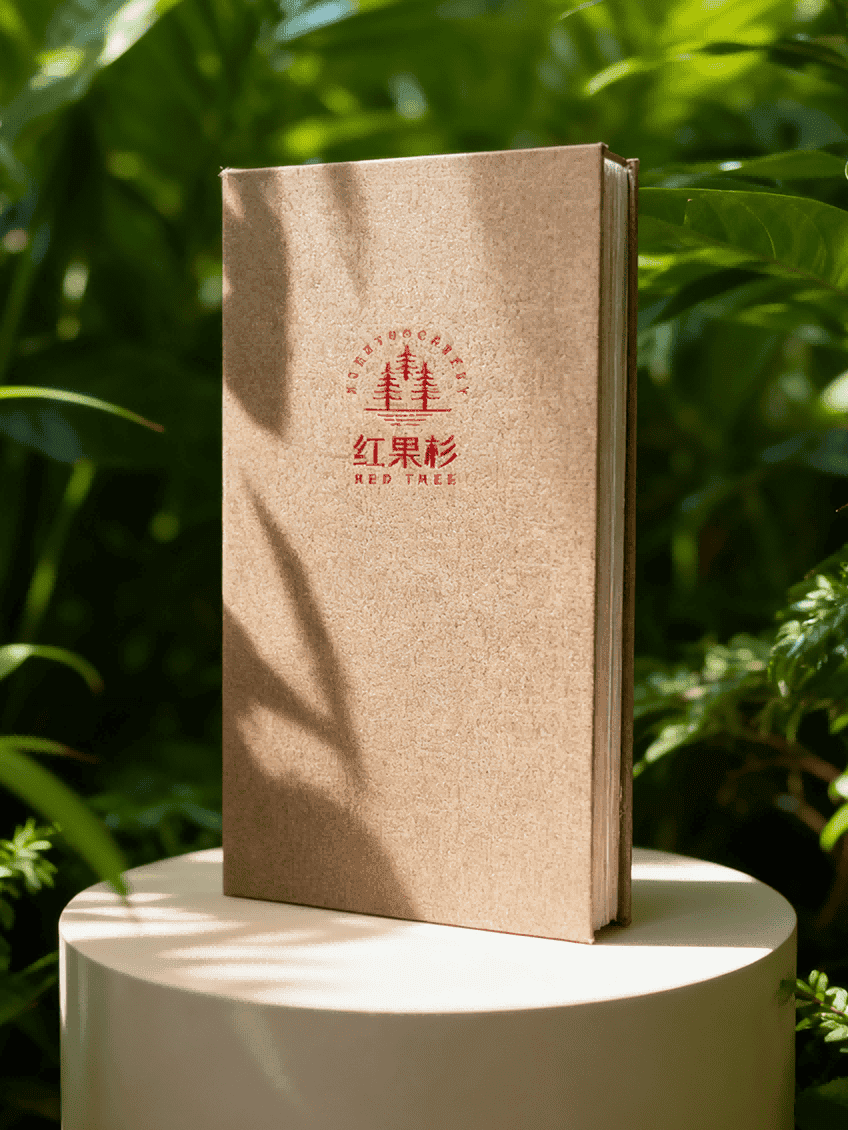 红果杉展示台 Red Cedar laminated board showing dense, uniform fiber texture.