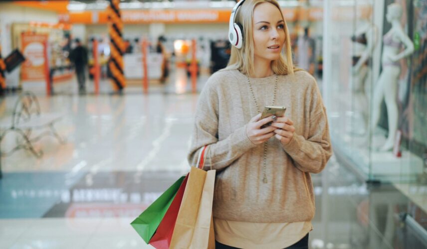 Young consumer shopping for luxury products with stylish packaging