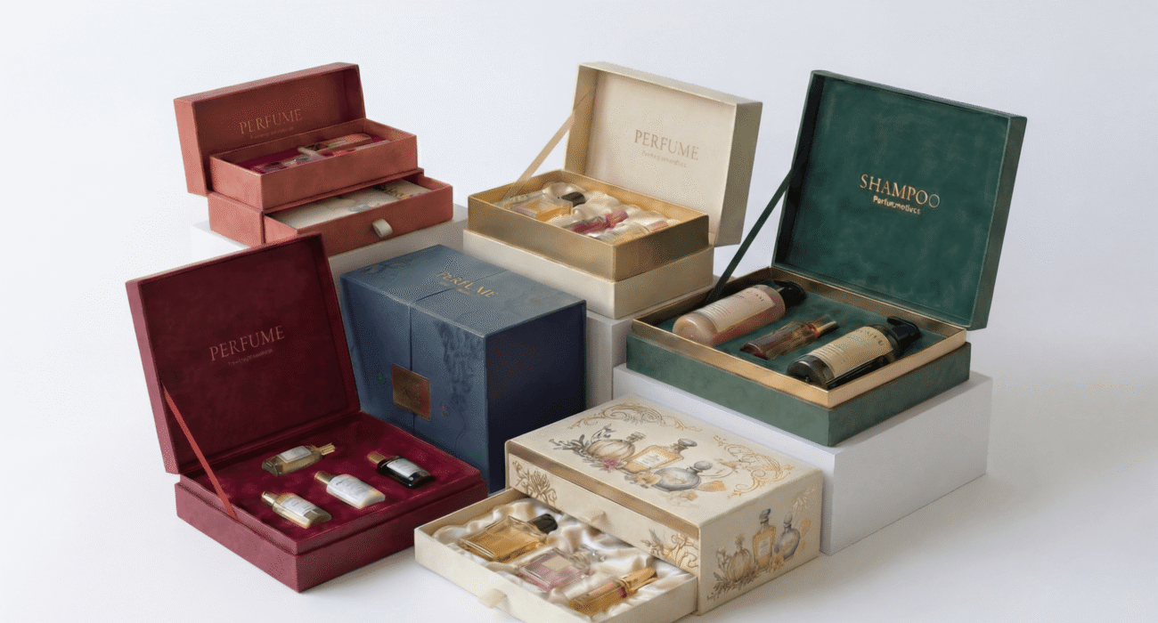 Rigid greyboard packaging applied in cosmetic gift boxes