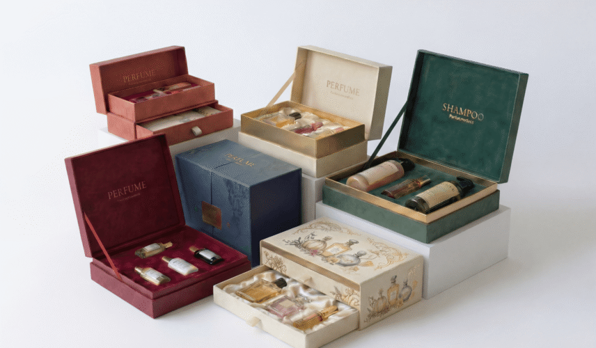 Rigid greyboard packaging applied in cosmetic gift boxes