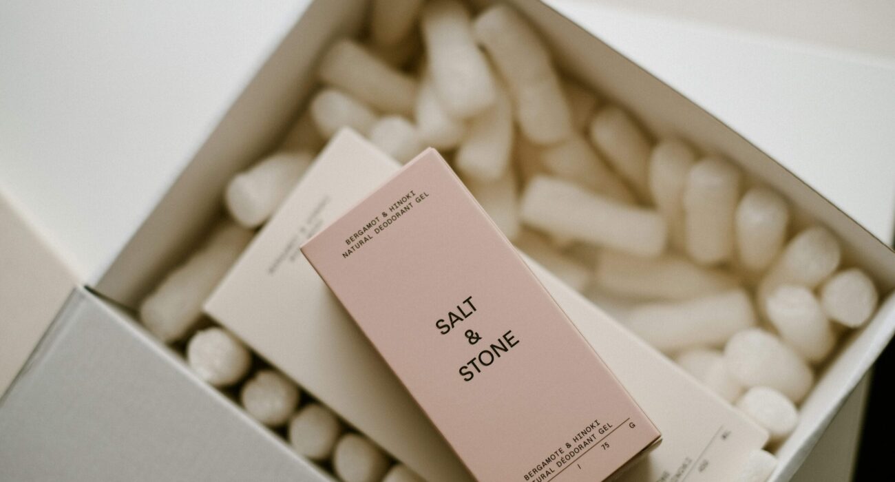 Eco-friendly skincare packaging box made of recyclable greyboard, premium gift box design