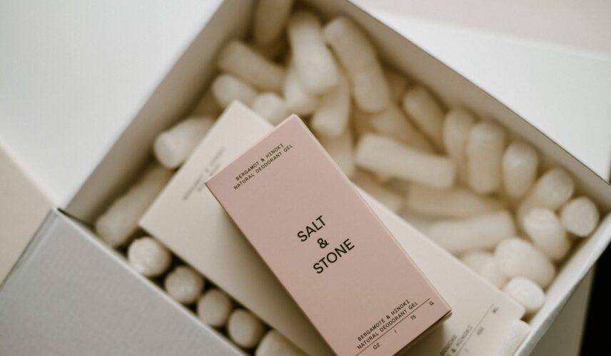 Eco-friendly skincare packaging box made of recyclable greyboard, premium gift box design