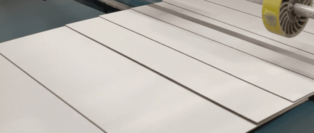 Greyboard production line showing high-density paperboard manufacturing process for rigid box packaging material