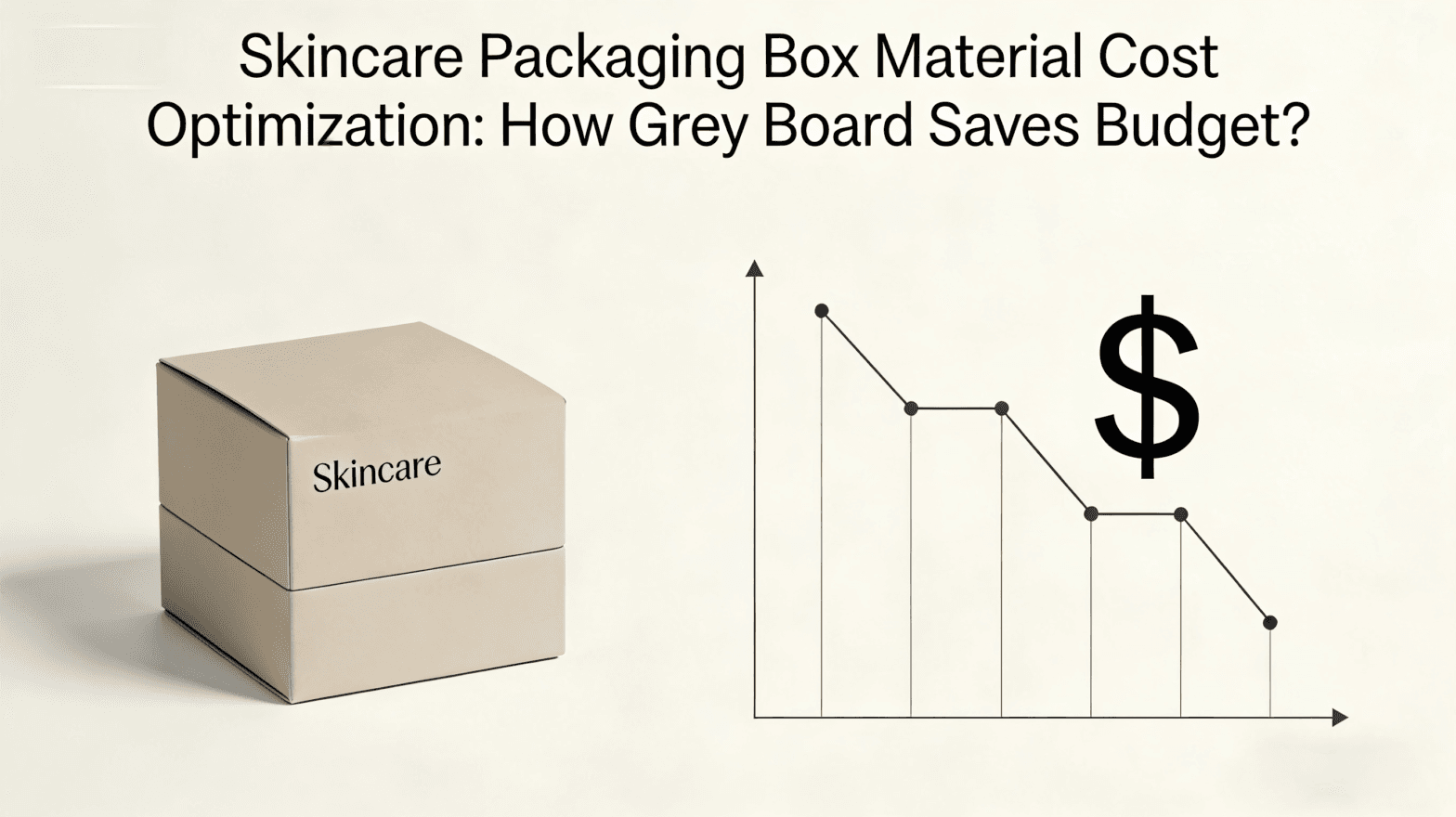 Grey board skincare packaging box, showing greyboard material and cost saving for B2B buyers