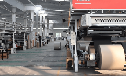 Large-scale composite cardboard production workshop of China grey board manufacturer hongtuscenery, demonstrating mass production capacity for packaging grey board
