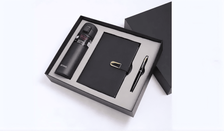 Corporate gift box made with grey board, showcasing premium rigid packaging with luxury finishing for global brands.