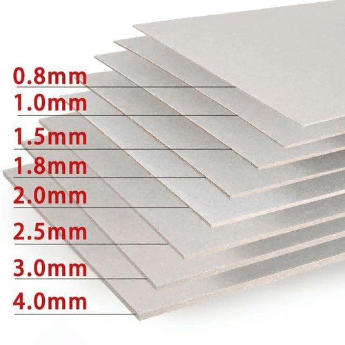 Greyboard thickness variation diagram showing uneven board thickness for gift box production