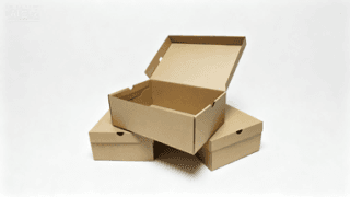 Shoe box made from unlined grey board for cost-effective packaging applications