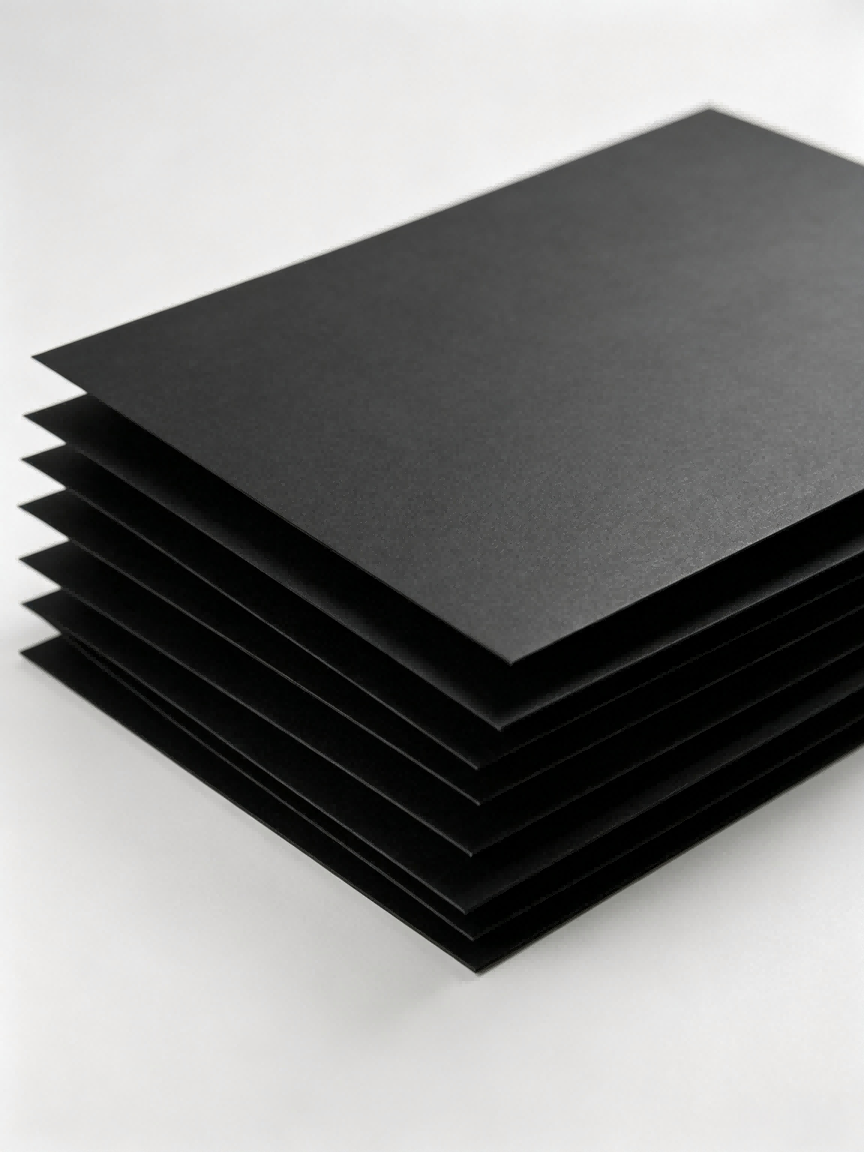 Black Cardboard sheets, high‑density black paperboard supplied by local manufacture, factory stock for box making and gift packaging Black Cardboard sheets, high‑density black paperboard supplied by local manufacture, factory stock for box making and gift packaging