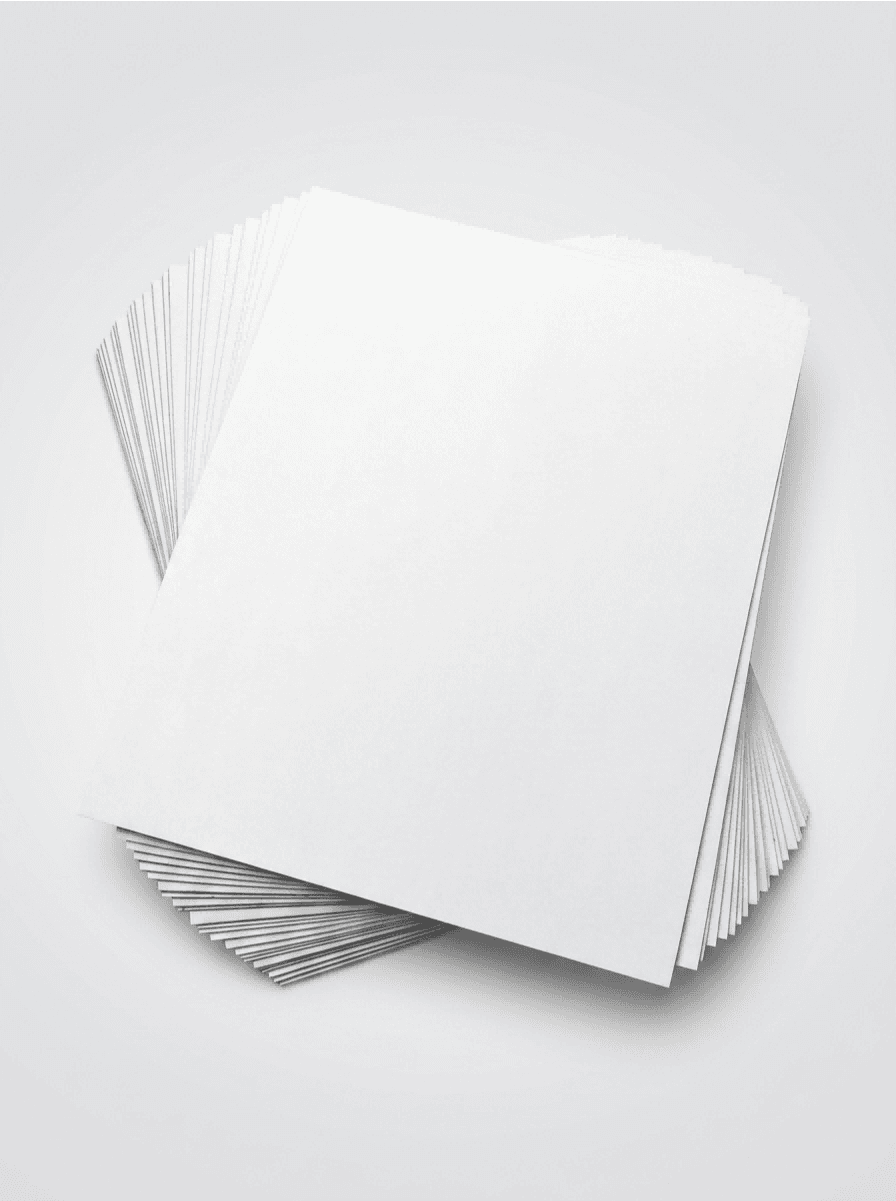 baiban2 White Lined Chipboard (WLC) sheets stacked in different cut sizes for packaging paperboard applications