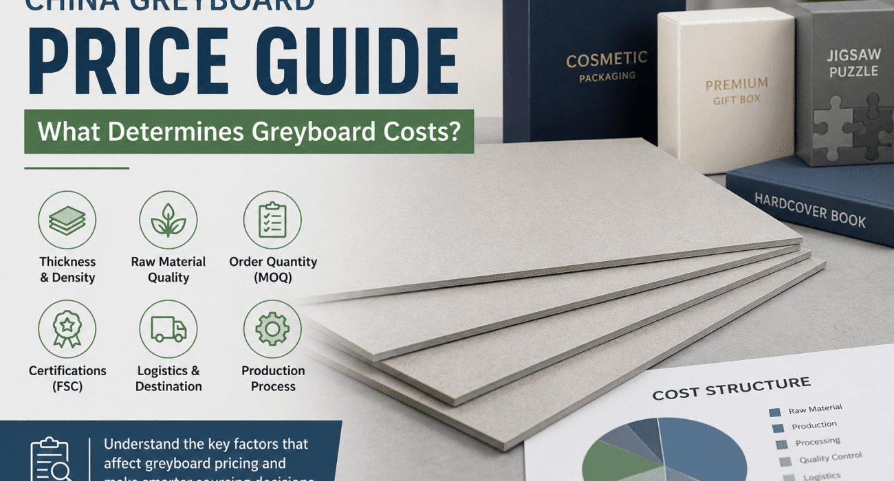 China greyboard price guide showing the key factors that affect greyboard costs for packaging manufacturers
