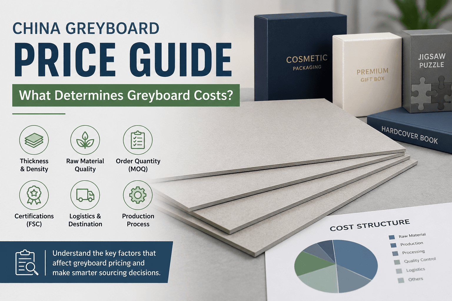 China greyboard price guide showing the key factors that affect greyboard costs for packaging manufacturers