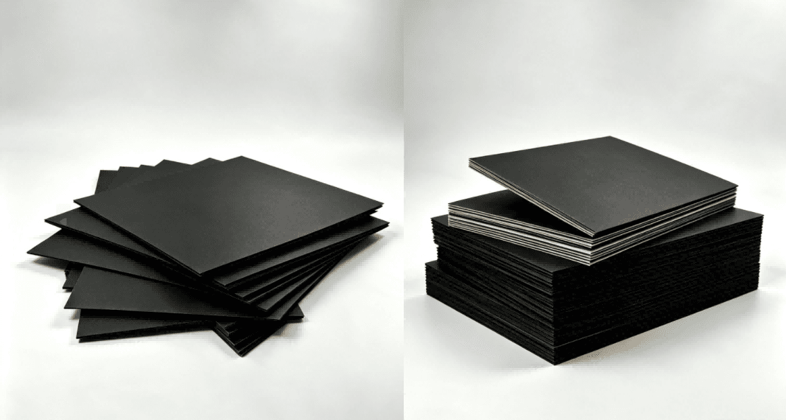 Black Paper Laminated Greyboard vs Solid Black Paperboard comparison for premium packaging materials