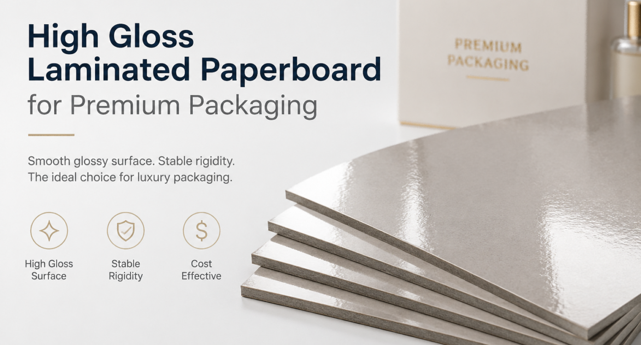 High Gloss Laminated Paperboard for premium packaging with smooth glossy surface and stable rigid structure