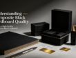 Understanding composite black cardboard quality, luxury cosmetic gift boxes made from composite black cardboard, paper sheets, packaging production scene, 16:9 blog cover