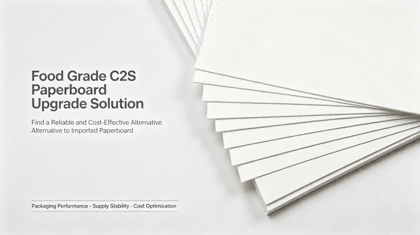 Food grade C2S paperboard upgrade solution, alternative to imported Crescendo C2S paperboard for food packaging, B2B paper industry article cover