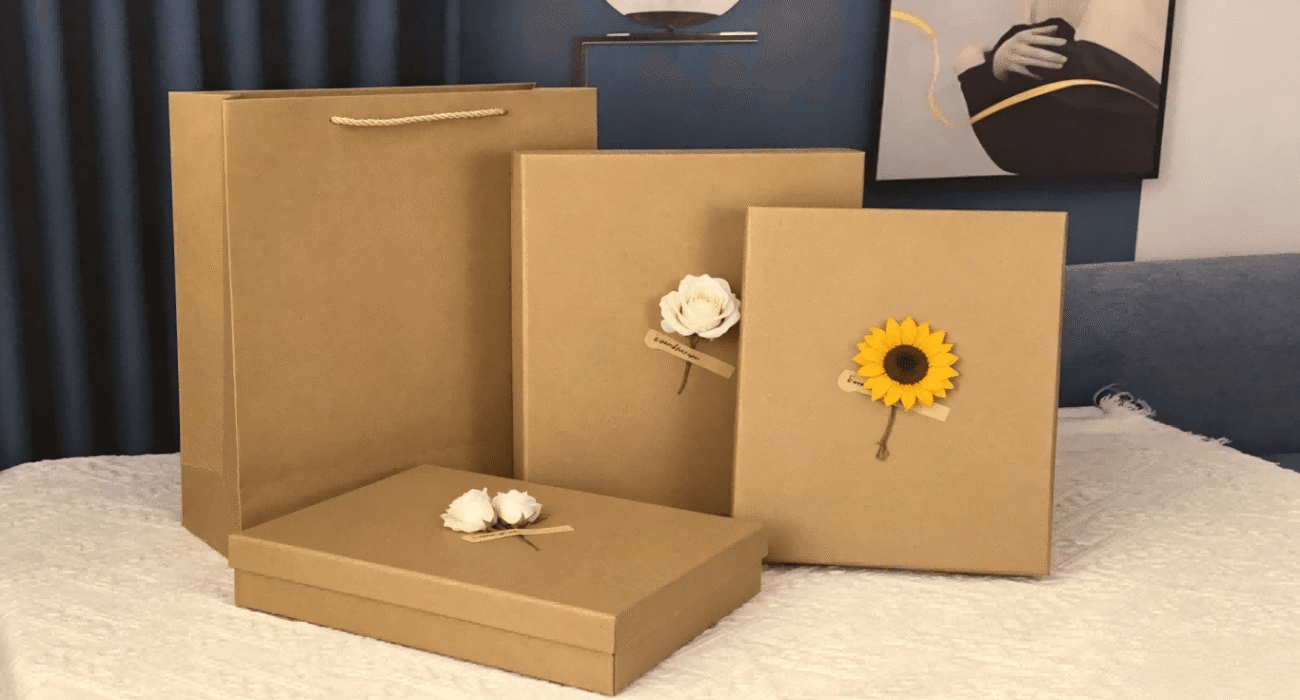 Gift box made from kraft paperboard