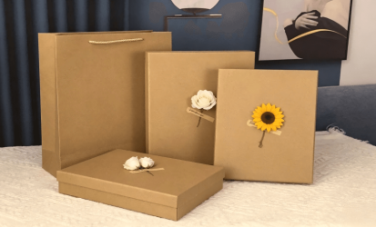 Gift box made from kraft paperboard